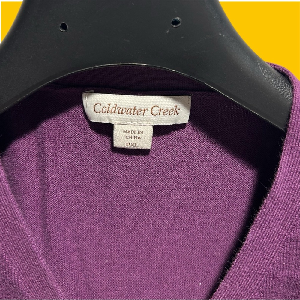 Coldwater Creek Sweater Shirt Short Sleeve Purple Cardigan Blouse - Picture 7 of 8